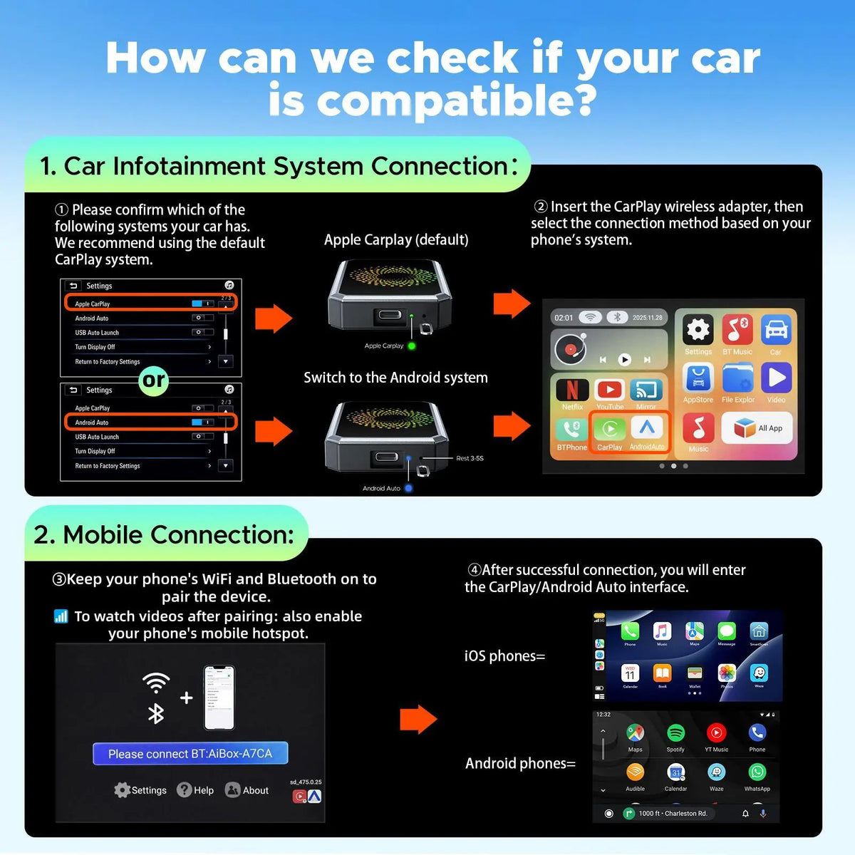 🔥 LAMTTO 2026 Wireless CarPlay Adapter | Turn Wired CarPlay into Wireless with Netflix, YouTube, TikTok & Gemini AI