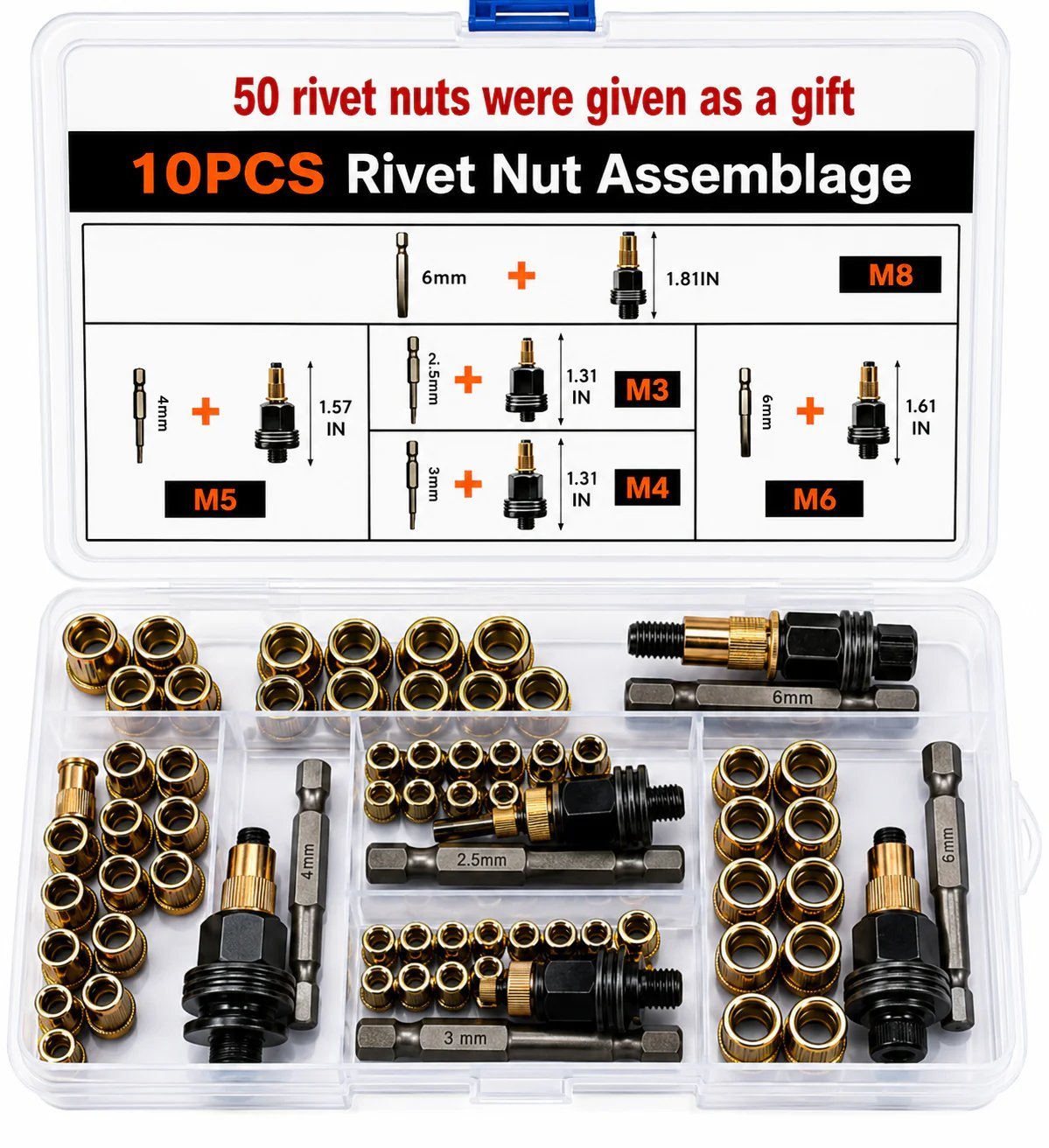 🔥 Best Seller | Heavy-Duty Carbon Steel Rivet Nut Kit – Create Strong Threads in Any Metal