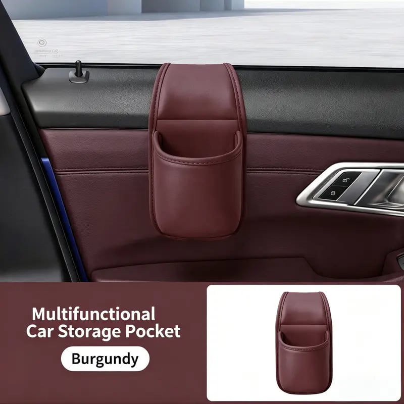Red Burgundy Car Door Storage Pocket