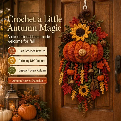 🧶 DIY Seasonal 3D Crochet Door Hanger Kit – Complete Yarn, Accessories & Step-by-Step Instructions