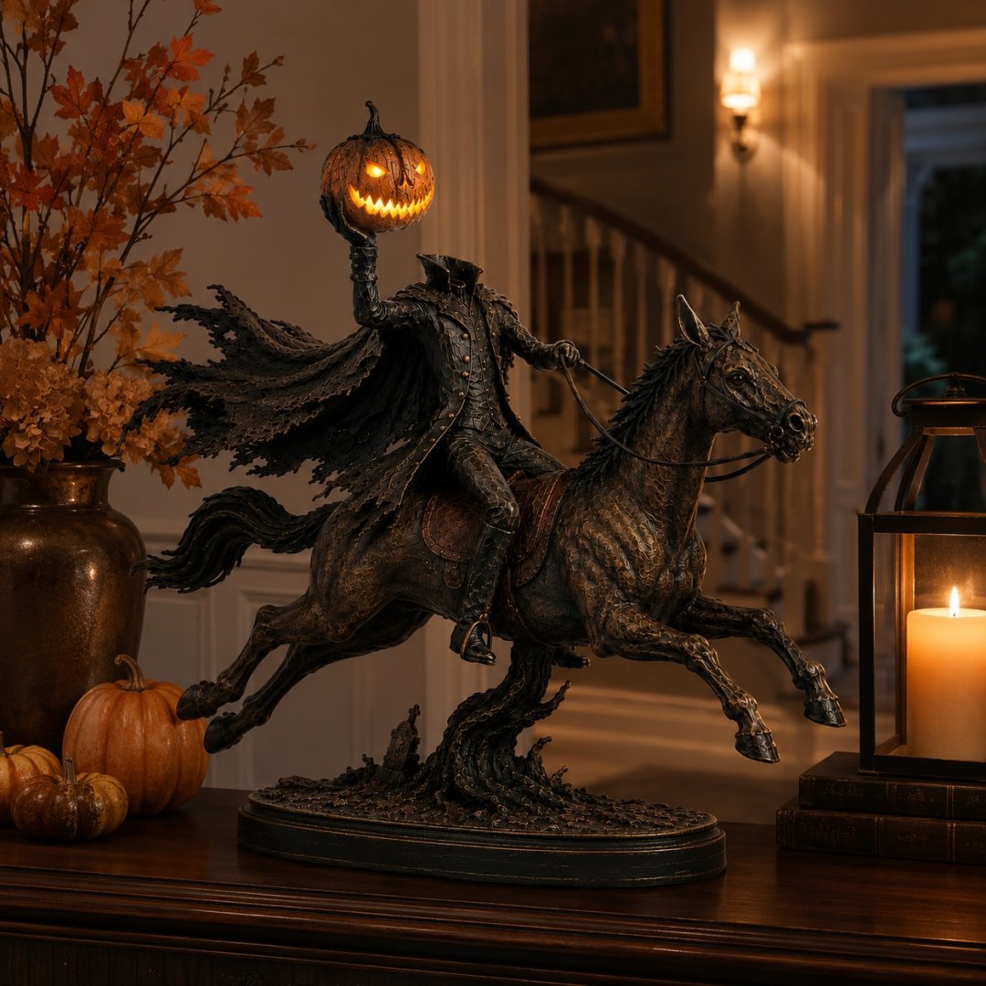 🏇 Headless Horseman Halloween Statue – Midnight Chase Outdoor Spooky Decor