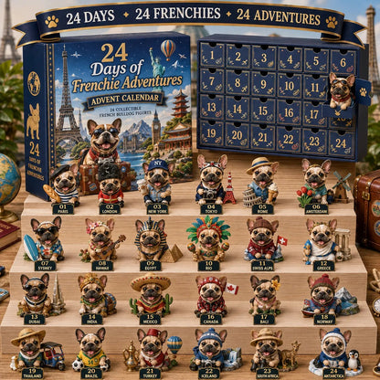 🐶 24-Day French Bulldog Christmas Advent Calendar-24 Unique Collectible Frenchie Characters with Different Outfits🎄✨