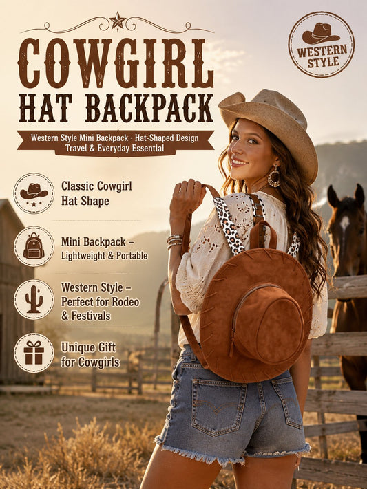 💥🏆Cowgirl Hat Backpack – Western Style Mini Backpack for Travel & Everyday Use