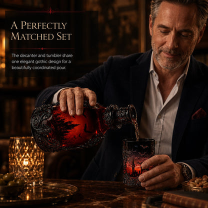 🔥New Arrival Limited Time Offer🦇🍺Gothic Vampire Castle Whisky Decanter & Tumbler