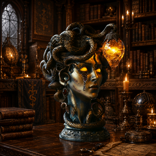 🖤Dark & Mysterious🐍 Medusa’s Gaze - Handcrafted Gothic Table Lamp🛋️