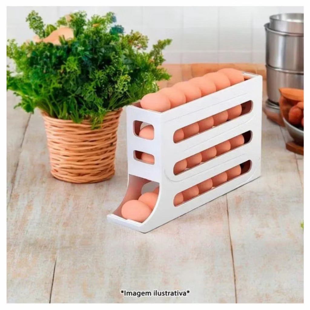 Porta Ovos 4 Andares Deslizante – Organize sua Geladeira  🥚✨