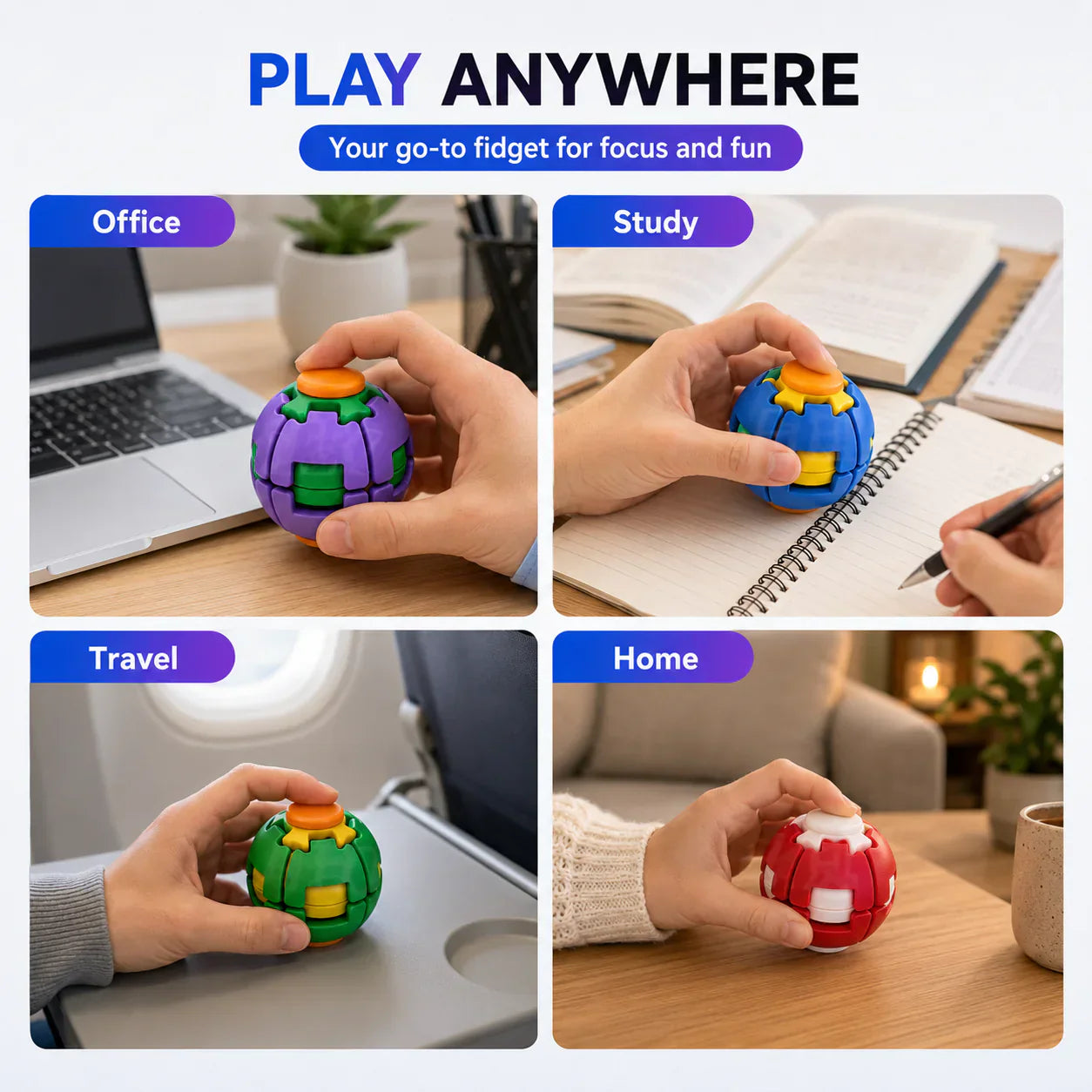 🔥LAST DAY 50% OFF🔥Press-to-Spin Stress Relief Fidget Ball🎁