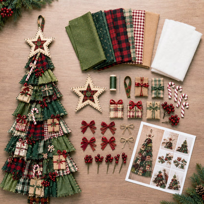 🎄 DIY Oversized Patchwork Christmas Tree Door Hanging Kit – Beginner-Friendly, Complete Craft Kit with Step-by-Step Guide ✨