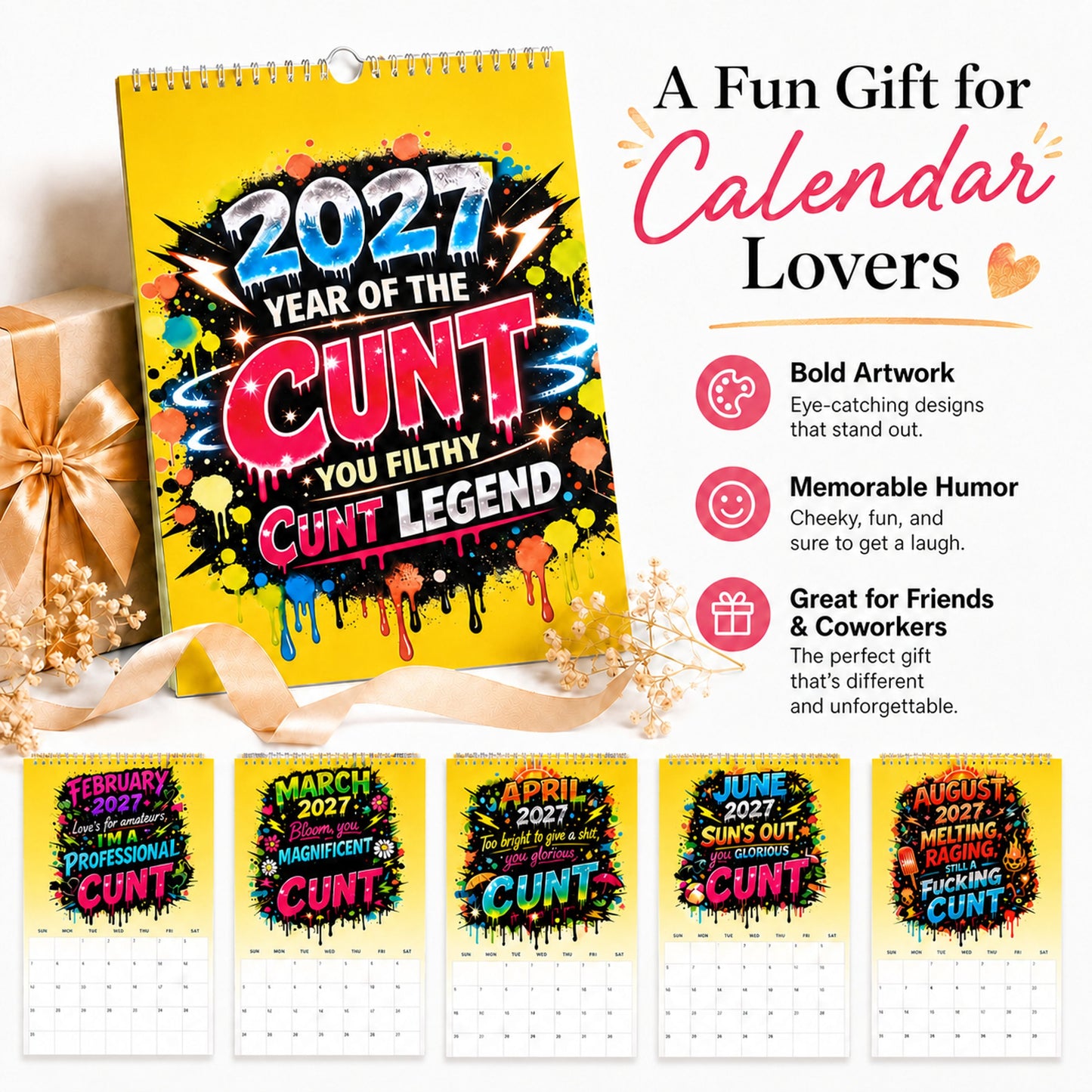 💥New Arrival Limited Time Offer🎁2027 Year of the Cunt Wall Calendar – Bold Graffiti Humor Calendar📆🌟