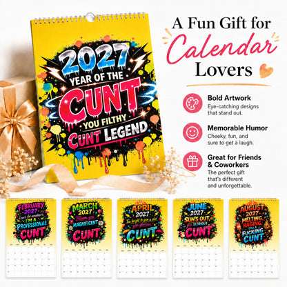 💥New Arrival Limited Time Offer🎁2027 Year of the Cunt Wall Calendar – Bold Graffiti Humor Calendar📆🌟