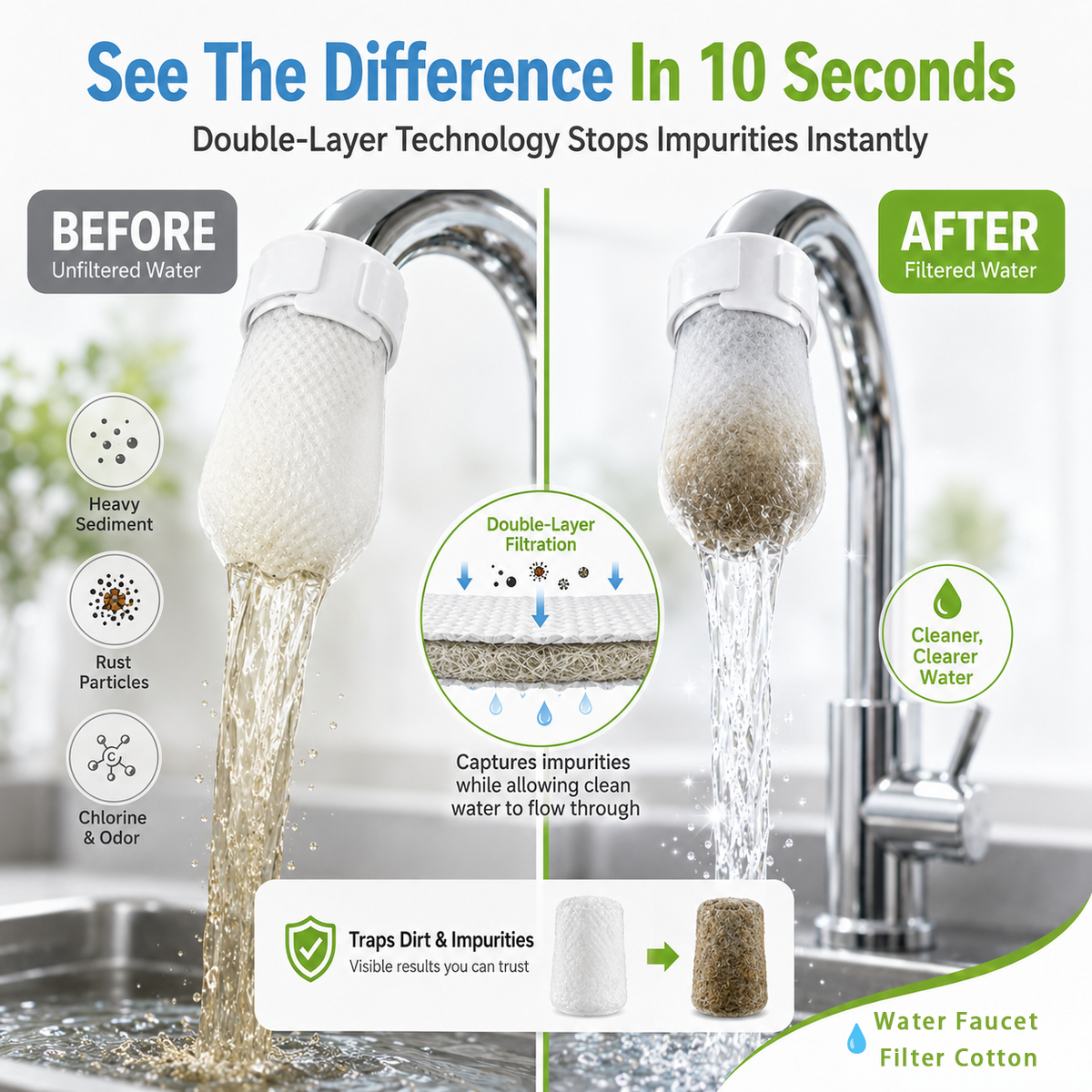 💧 Faucet Filter Bag – Reusable Tap Water Filter for Cleaner, Fresher Water