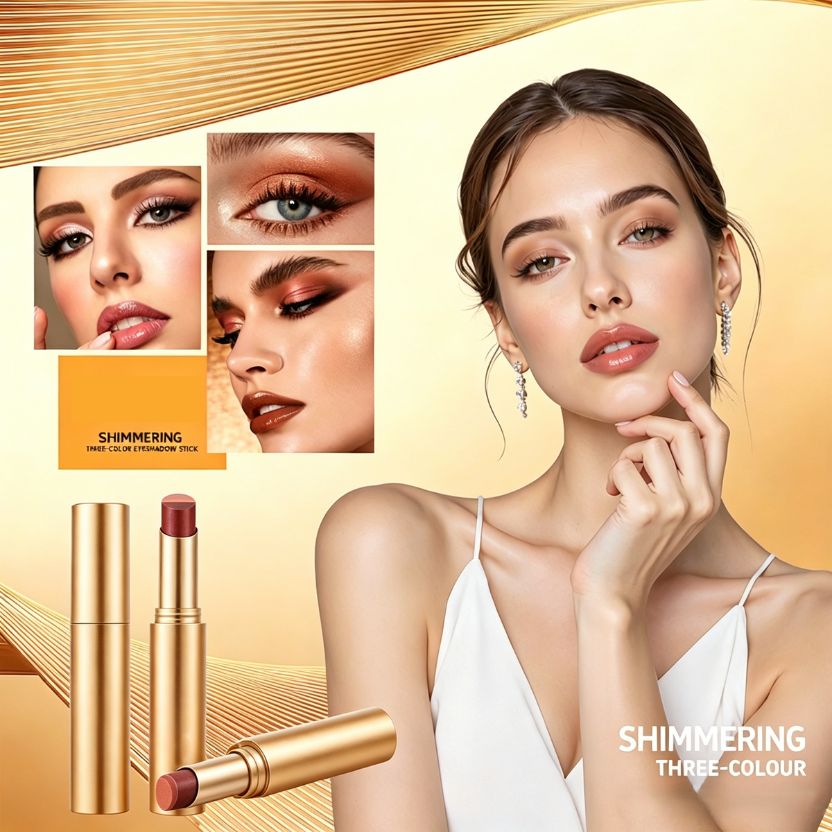 🔥First 50 Orders: Buy 2 Get 2 FREE✨ 3-in-1 Shimmer Eyeshadow Stick | One Swipe, Stunning Eyes 💖