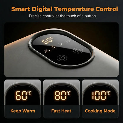 🍱 Self-Heating Electric Lunch Box – 1L Rechargeable Food Warmer, Leak-Proof & Portable