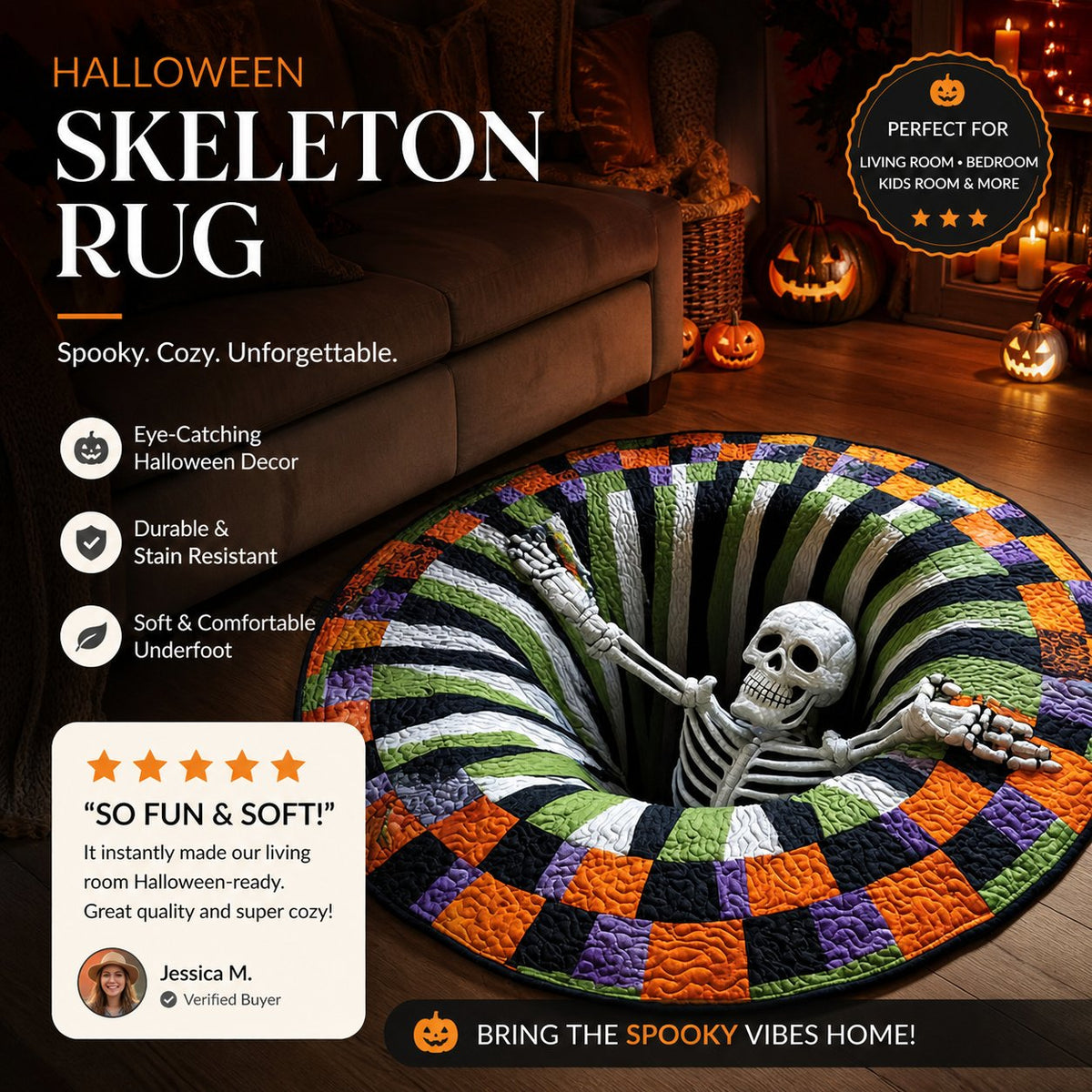 🔥Last Day 50% OFF🔥Spooky 3D Halloween Illusion Rug 🎃🕷️
