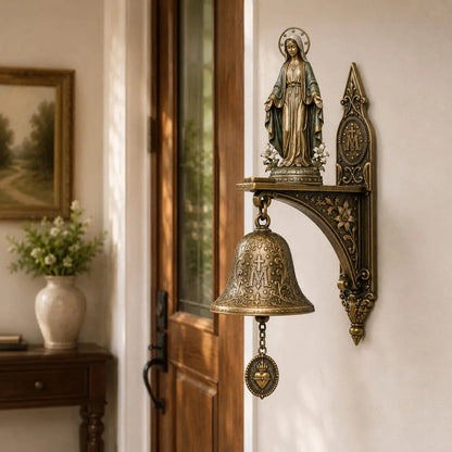 ✨ Our Lady of Grace Bronze Miraculous Medal Wall Bell | 🙏Catholic Religious Home & Garden Decor