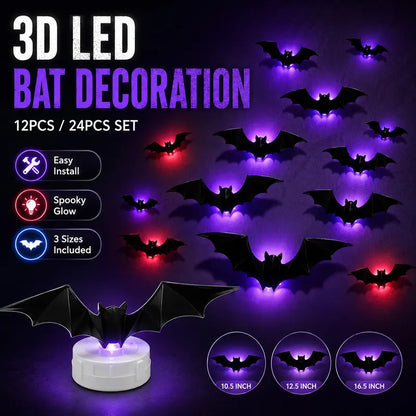 🔥Halloween Sale - 50% off 🎃3D Bat LED Wall Light Decor 🦇âœ?â€?Easy Installation | Soft LED Glow for Living Room/Bedroom Festive Vibe