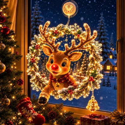 🔥HOT SALE 50% OFF✨🎄Lighted Christmas Window Decoration with Suction Cup | Warm LED Window Light with Double-Layer Design & Multiple Festive Styles Flat Version✨