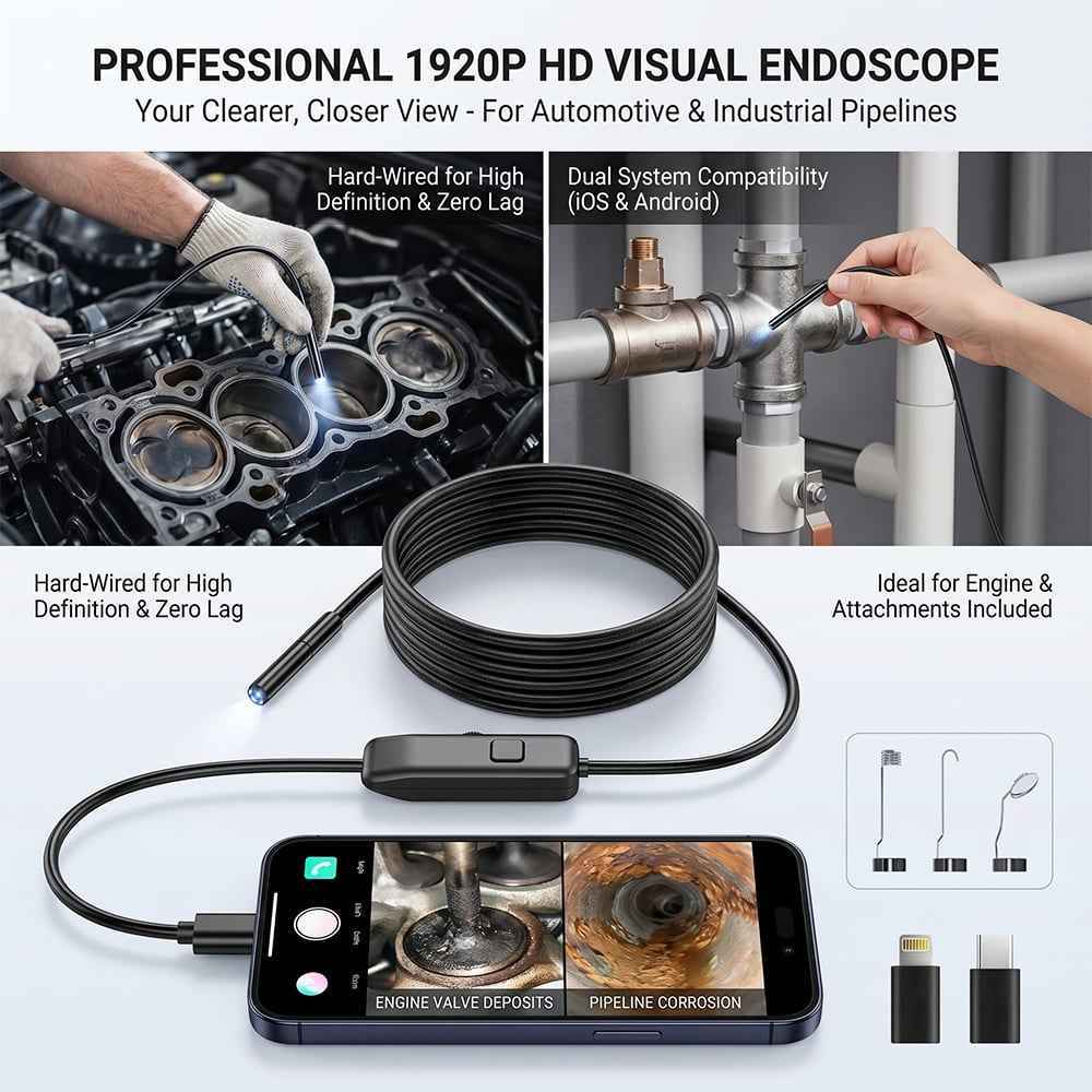 🛠️🔥55% OFF｜1920P HD Digital Endoscope Camera, Essential Auto Repair Inspection Tool