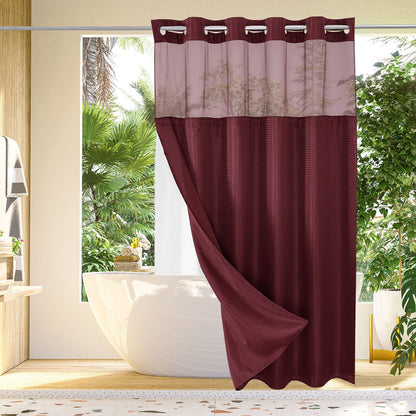 No Hook Shower Curtain with Snap in Liner
