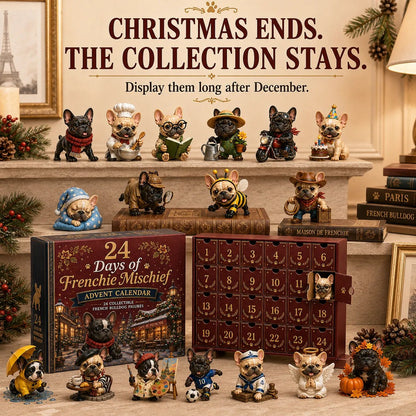 🐶 24-Day French Bulldog Christmas Advent Calendar-24 Unique Collectible Frenchie Characters with Different Outfits🎄✨