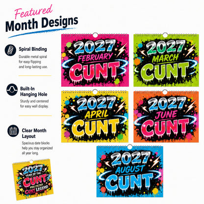 💥New Arrival Limited Time Offer🎁2027 Year of the Cunt Wall Calendar – Bold Graffiti Humor Calendar📆🌟