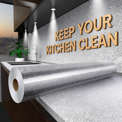 🔥50% OFF – Stainless Steel Oil-Proof Adhesive Wallpaper Roll for Kitchen Countertops, Cabinets & Backsplash