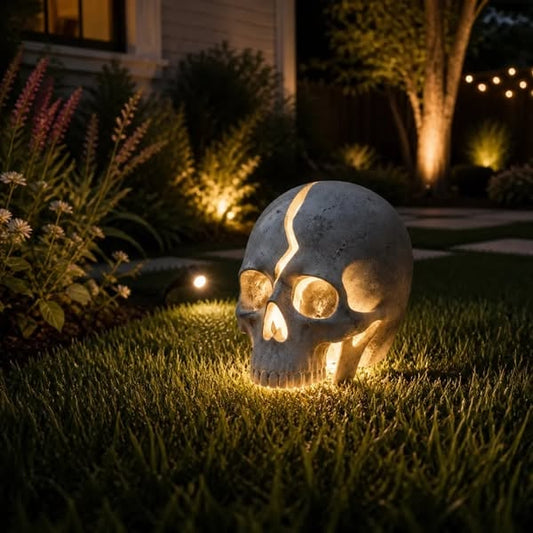 💀 Light Up Your Halloween – 49% OFF Cracked Skull Solar Garden Light