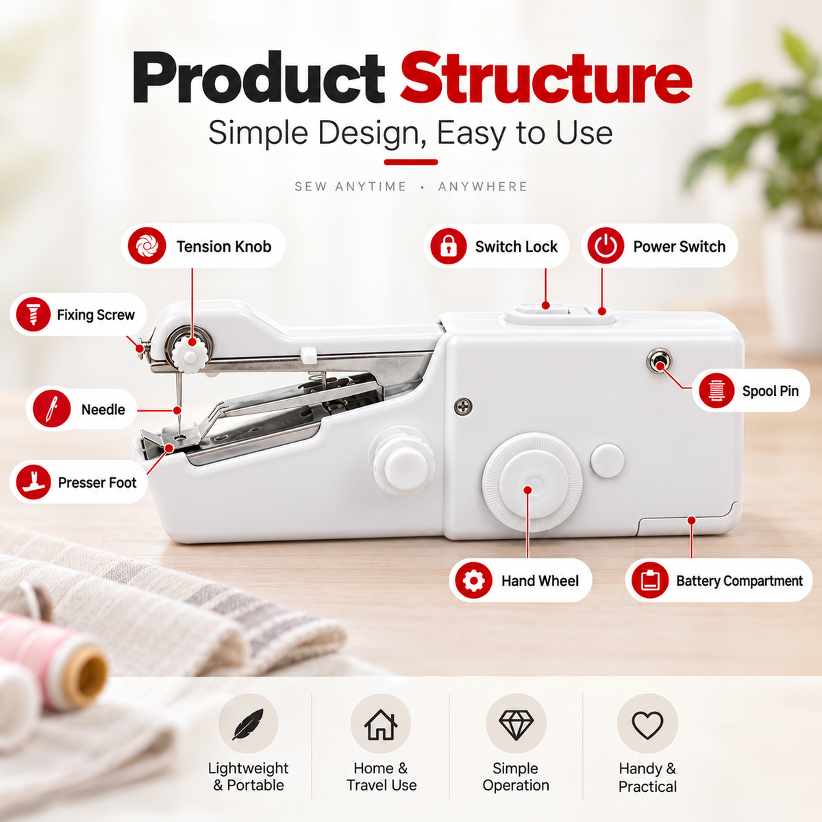 🧵Mini Electric Sewing Machine – Lightweight, Portable & Easy to Use!