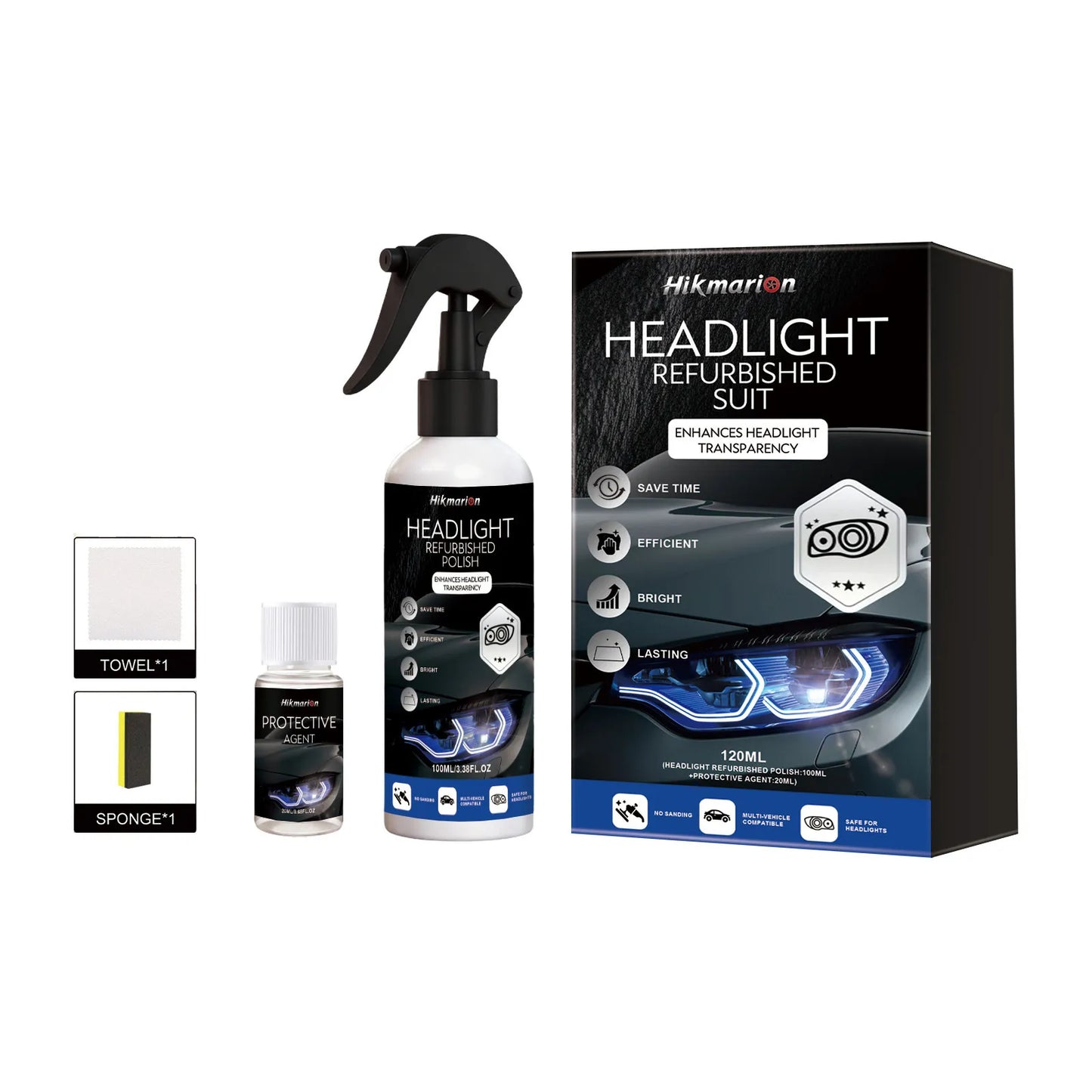 🚗 Automotive Headlamp Restoration Fluid, oxidized and yellowed automotive headlamps, blurring enhanced crystalline coating refurbisher
