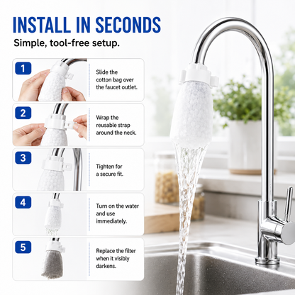 🚰 100 Pack Faucet Filter Cotton Bags – Cleaner Water, Less Splash, No Tools Needed