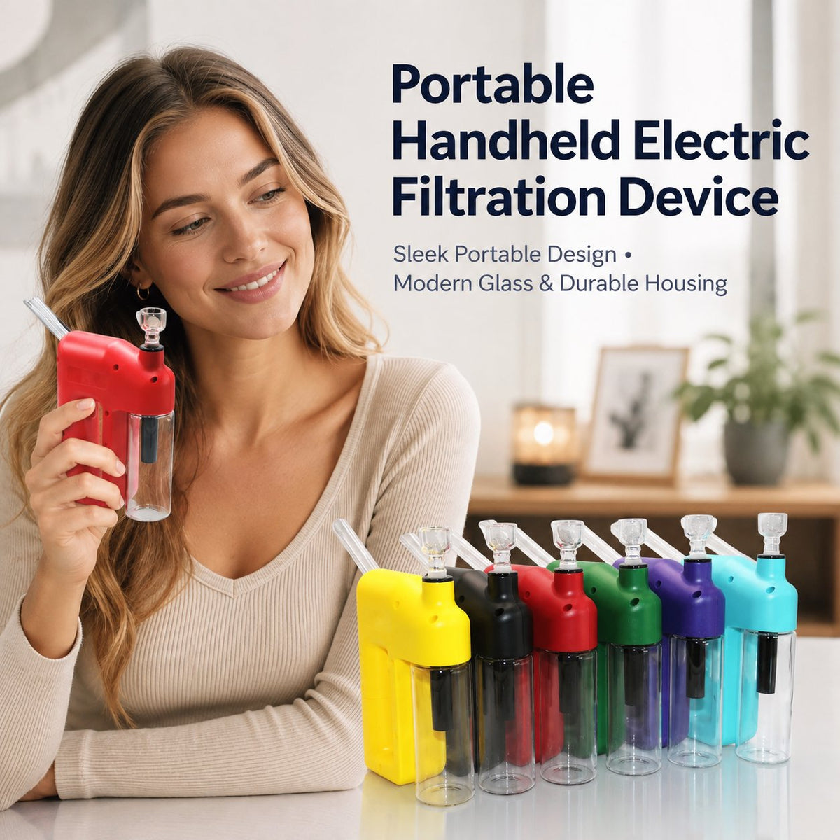 ⚡Portable Handheld Electric Filtration Device | Compact Glass Chamber Design with Electric-Assisted Operation & 6 Color Options ✨