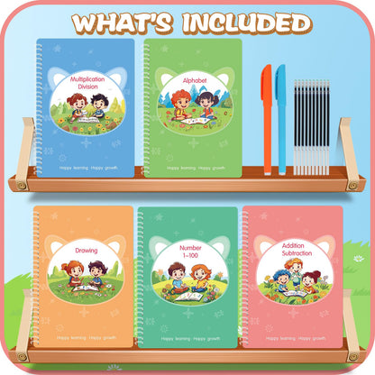 Reusable Magic Grooved Handwriting Practice Copybook Set