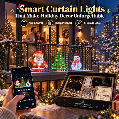 Animated Christmas LED Light Curtain | Custom App Designs & Remote Control