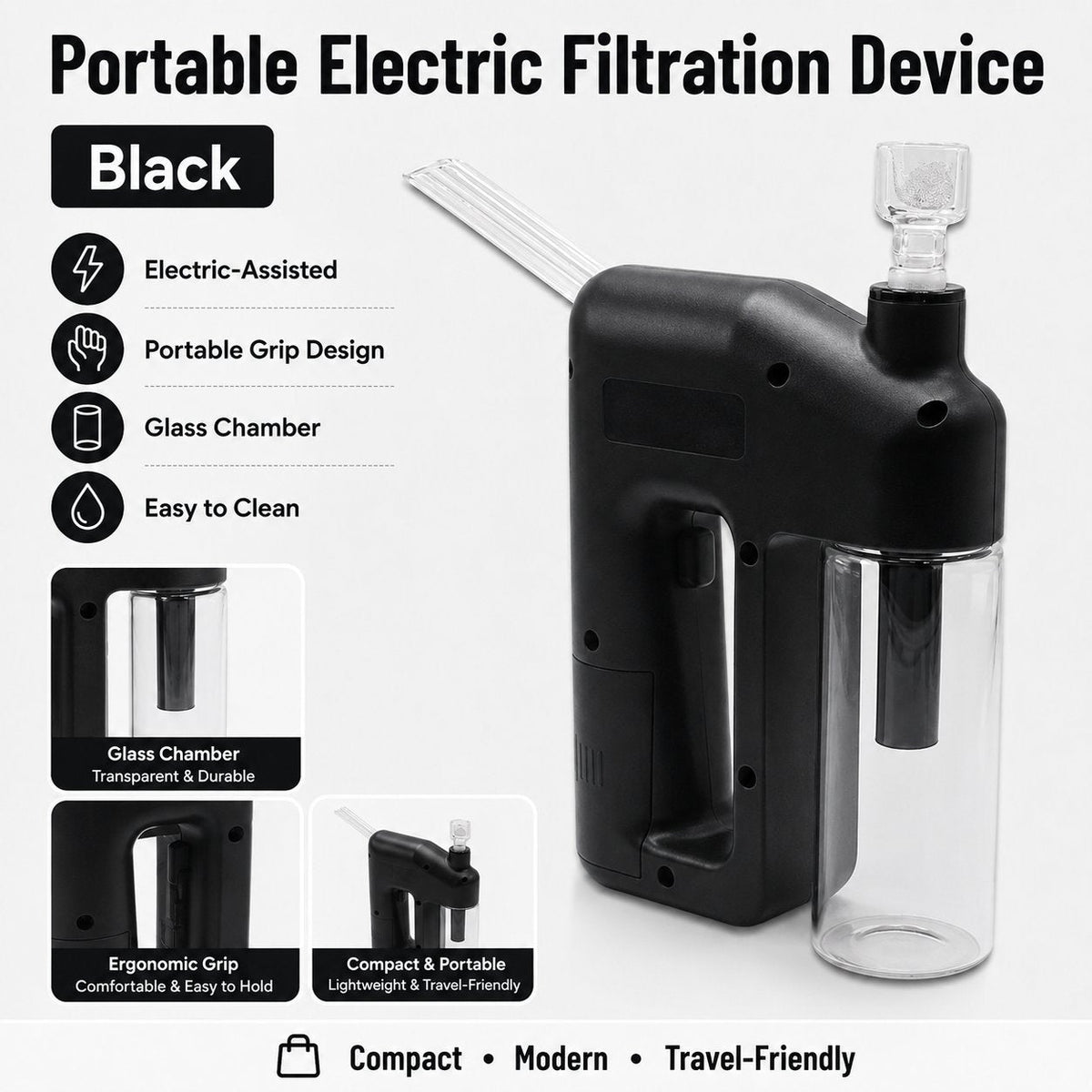 ⚡Portable Handheld Electric Filtration Device | Compact Glass Chamber Design with Electric-Assisted Operation & 6 Color Options ✨