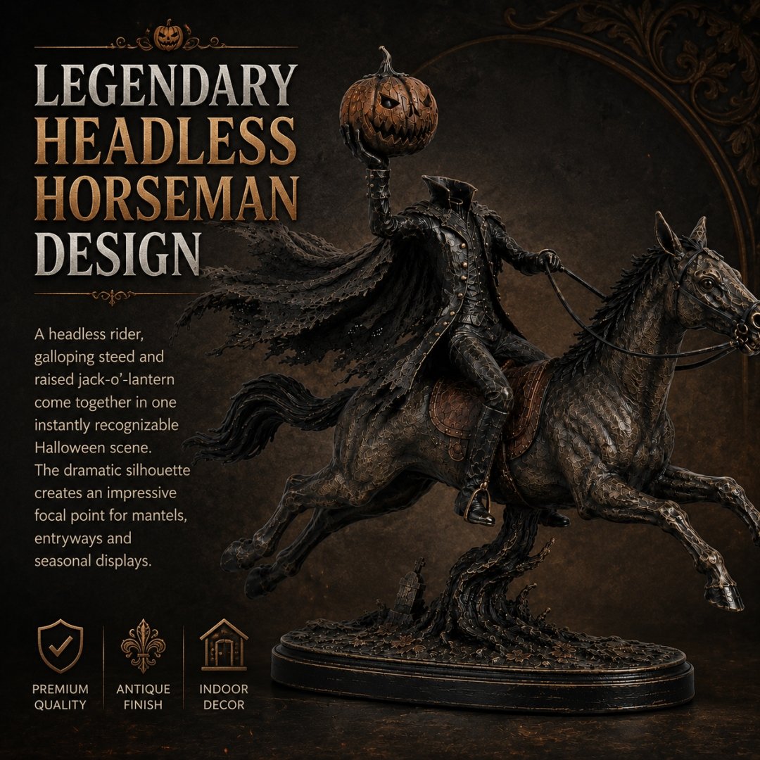 🏇 Headless Horseman Halloween Statue – Midnight Chase Outdoor Spooky Decor