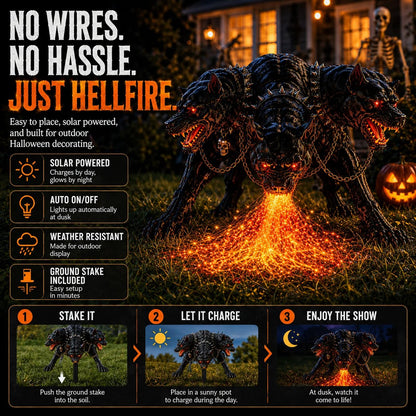 🎃 3-Headed Hellhound Halloween Light | Spooky Outdoor Yard Decoration