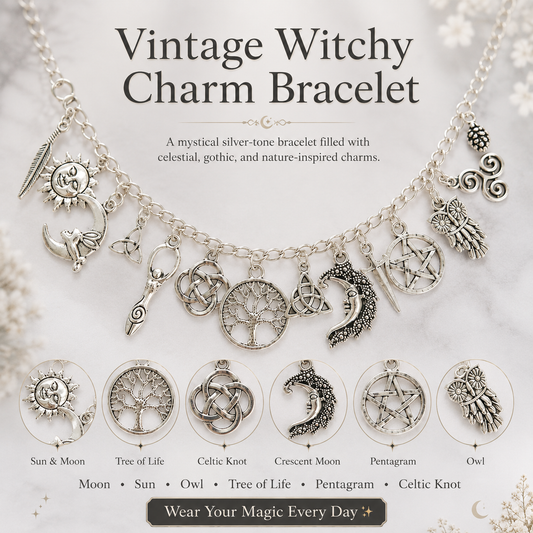🔥Last Day 49% OFF - 🧙🖤Vintage Witchy Charm Bracelet