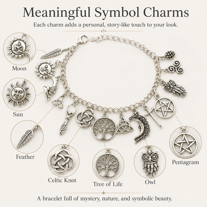 🔥Last Day 49% OFF - 🧙🖤Vintage Witchy Charm Bracelet