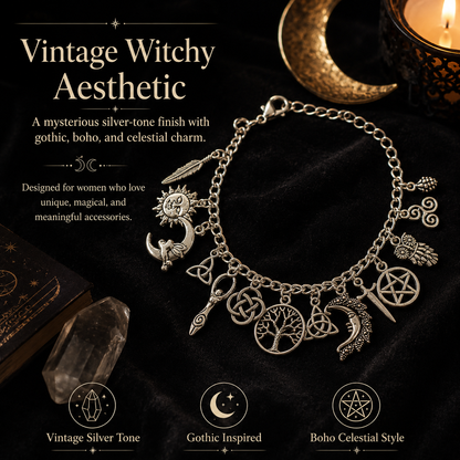🔥Last Day 49% OFF - 🧙🖤Vintage Witchy Charm Bracelet