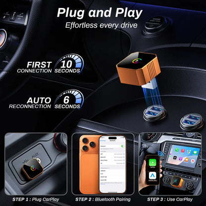 🔥Last Day 50% OFF🔥 Wireless CarPlay & Android Auto Adapter Dongle, Wired to Wi-Fi Conversion for 2016+ Factory CarPlay Cars