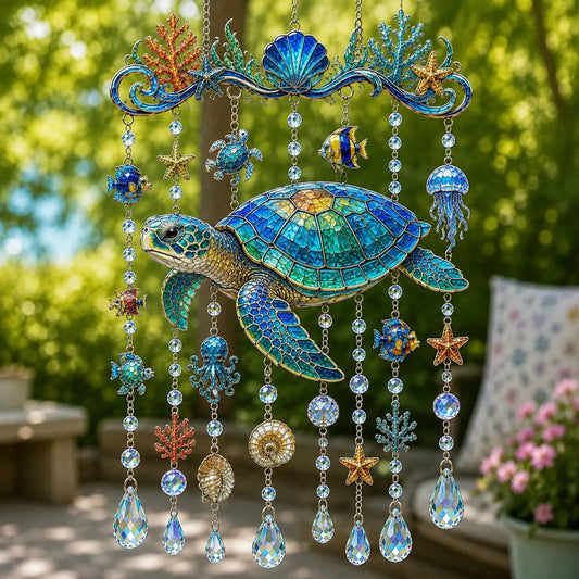 🐋 Ocean-Themed Crystal Wind Chime – Bring the Ocean Glow to Your Garden