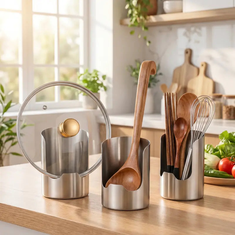 Premium Stainless Steel Utensil Organizer – Rust Resistant Cutlery Holder with Easy-Clean Design for Kitchen Drawers & Countertops