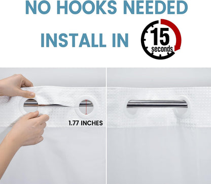 No Hook Shower Curtain with Snap in Liner