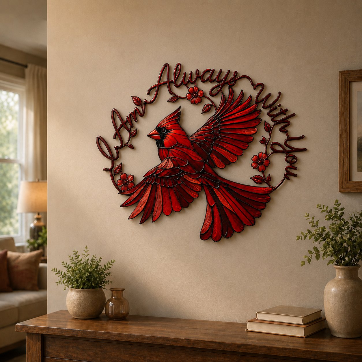 🔥Last Day 49% OFF🐦Cardinal Metal Wall Art - I Am Always With You❤️