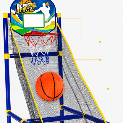 🏀 50% OFF! Kids‘ Indoor Basketball Arcade Game – Auto ball return, sturdy & safe. 4 balls + pump included. Quick setup, endless fun! 🧒💨