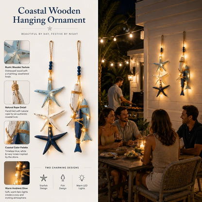 🐟2026 HOT SALE⭐Lighted Coastal Wooden Starfish & Fish Hanging Decor