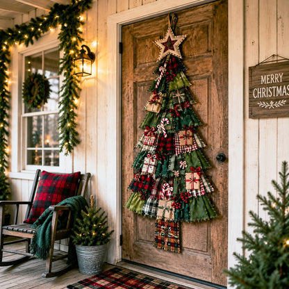 🎄 DIY Oversized Patchwork Christmas Tree Door Hanging Kit – Beginner-Friendly, Complete Craft Kit with Step-by-Step Guide ✨