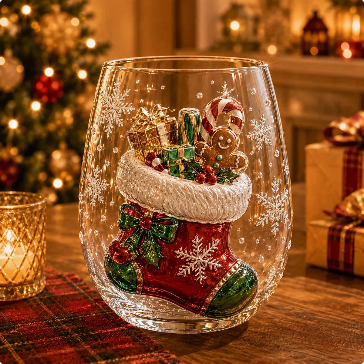 ✨🎄Magical Christmas 3D Glass Cup Collection – Santa, Reindeer, Snowman & Christmas Tree