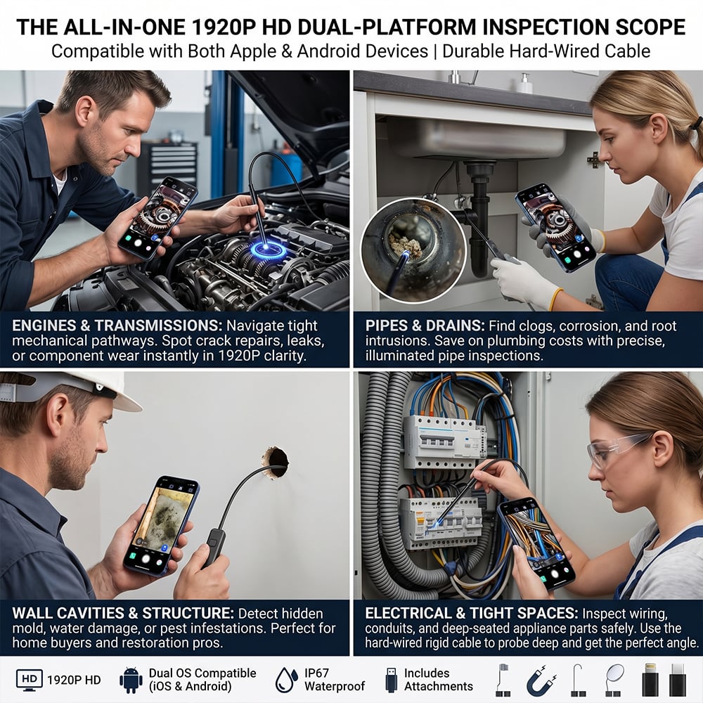 🔥Last Day 50% OFF🛠️1920P HD Digital Endoscope Camera, Essential Auto Repair Inspection Tool