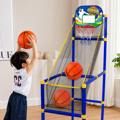 🏀 50% OFF! Kids‘ Indoor Basketball Arcade Game – Auto ball return, sturdy & safe. 4 balls + pump included. Quick setup, endless fun! 🧒💨